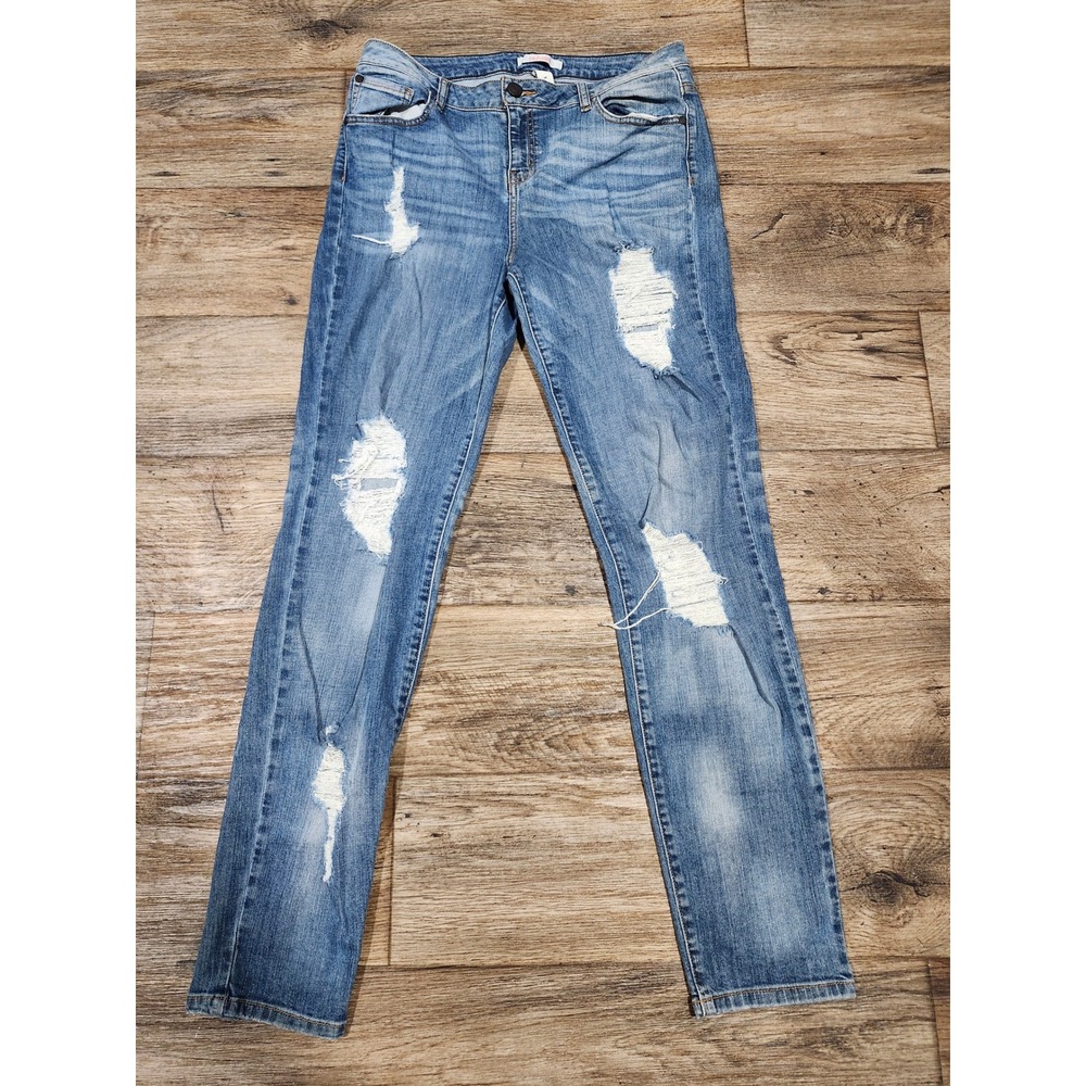 Refuge Distressed Skinny Jeans Womens 10 Medium Wash Ripped Denim Pants